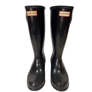 Hunter Unisex Tall Rain Boots Black Boy Size-4/Girl Size-5 GUC